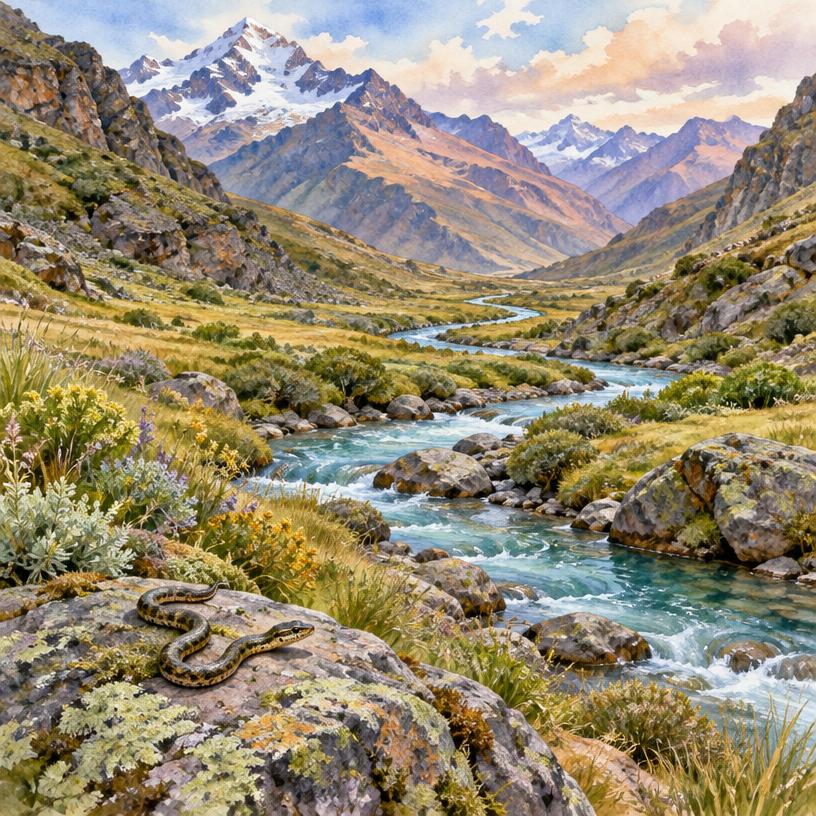 Contemporary illustration for Amaru · Andean serpent traditions