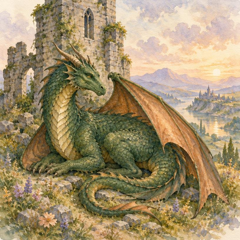 Contemporary illustration for European dragons