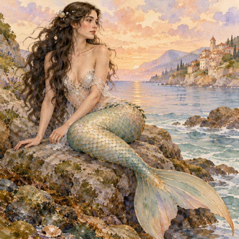 Contemporary illustration for Mermaid · European literary imagery